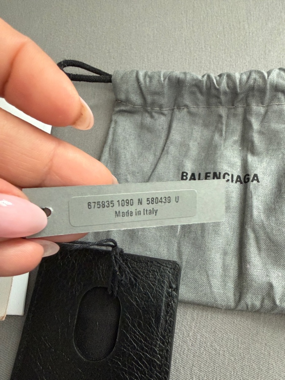 Balenciaga Black Leather Card Sleeve with White Gothic Logo - Picture 4 of 4